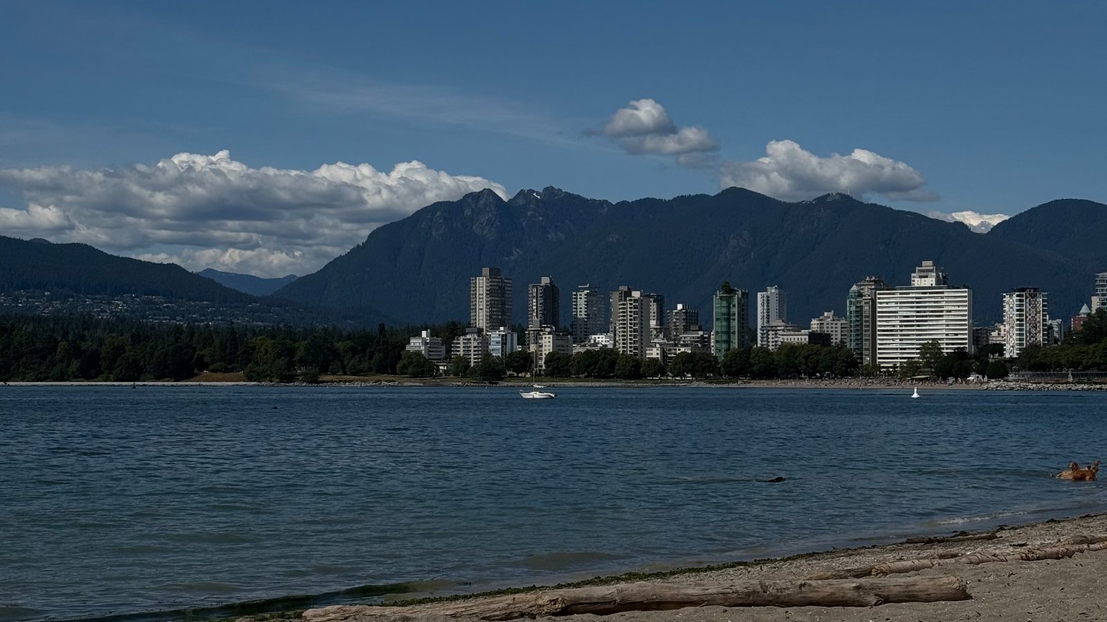 Kitsilano Beach, looking north to the North Shore mountains